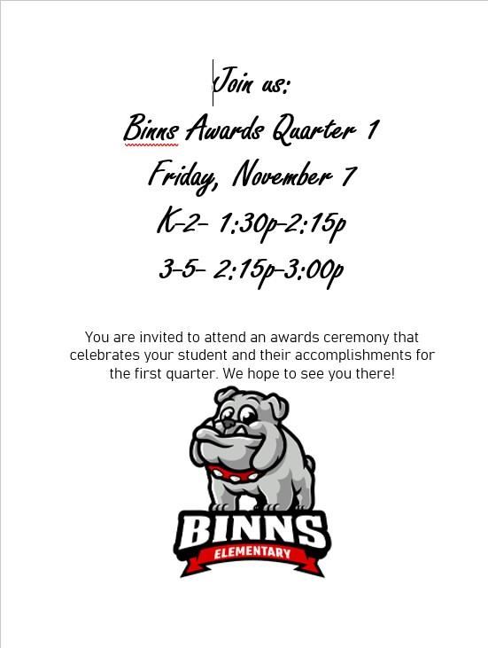 Quarter 1 Awards November 7th